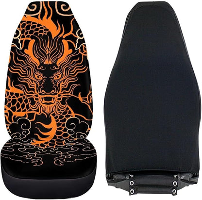 Dragon Car Seat Covers for Front Seat Only Black Washable and Breathable Bucket Seat Covers for Women Men for Most Car Interior Covers Sedan Truck SUV Van - Image 4