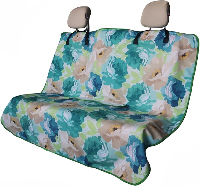 Back Seat Cover for Car Trucks Van SUV Jeep,Waterproof Rear Bench Towel Seat Covers for Dogs and Kids,Automotive Backseat Protector (Chrysanthemum) by LoyaGour