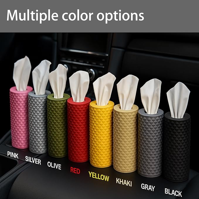 Car Cup Holder Tissue Box Holder – Auto Interior Accessories for Men & Women，Car Accessories Organizer with Premium Tissues with 1 Pack Tissues, Universal Fit for Most Vehicles (Olive Green) - Image 2