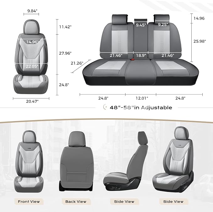 Coverado Car Seat Covers with Lumbar Support, Front Covers for Cars, Universal Automotive Seat Cover, Waterproof, Leather Car Seat Cushion, Interior Seat Protectors for Most Cars - Image 6