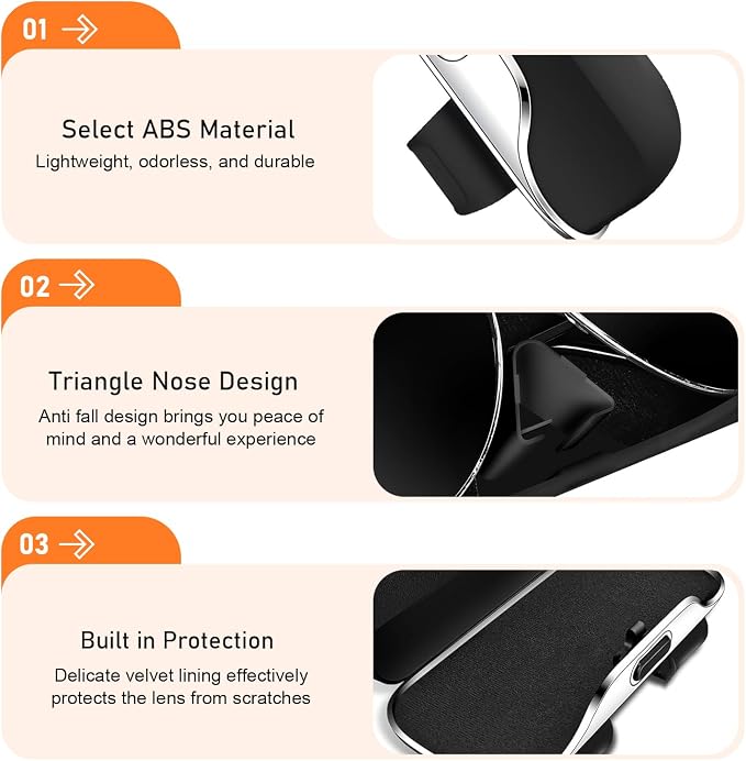 Car Visor Sunglass Holder, ABS Anti-scratch Eyeglasses Protection Case, Multi-function One-press Open Storage Box, Sun Visor Organizer Accessory for Most SUVs Sedans Trucks (Black) - Image 3