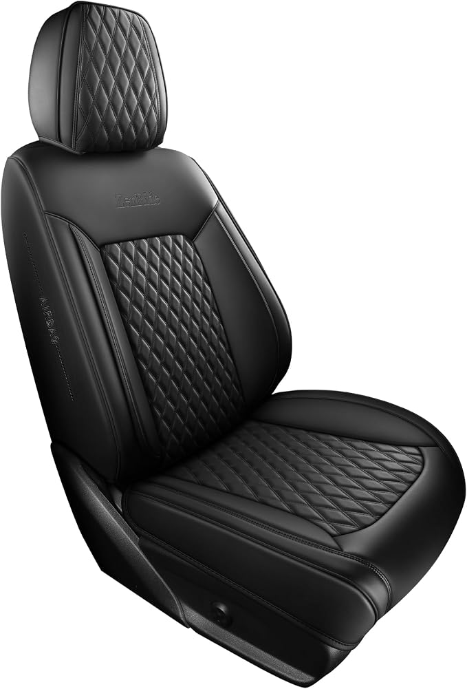 Black Thick Nappa Leather Automotive Car Seat Covers Set of 1 | Univerasal Fit,3D Contoured,Full Coverage,Waterproof,ThickTexture Nappa Leather,for most Suvs Trucks Sedans by ZenRideCarCare