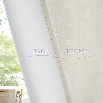 RYB HOME Natural Linen Textured French Door Window Curtains 100% Blackout | Self Adhesive, Thermal Insulated Privacy Energy Saving, Shades for Nursery Office Patio Glass Door, W30 x L40, 1 Panel - Image 7