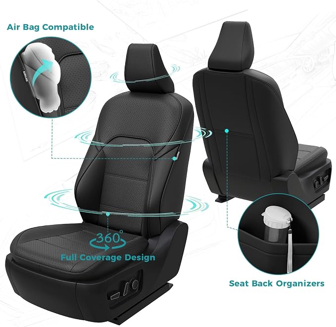 Custom Seat Covers for Toyota Camry 2025 2026 Hybrid, Black | Only Fit for Camry XLE/XSE 2025-2026 , Full Coverage, Faux Leather, Protective, Scratch-resistant, Easy-clean - Image 3