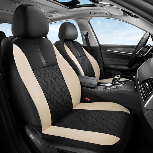 Coverado Car Seat Covers Full Set, Automotive Front and Rear Seat Covers with Backrest, Nappa Leather Car Seat Protectors Waterproof, Universal for Most Vehicles - Image 2