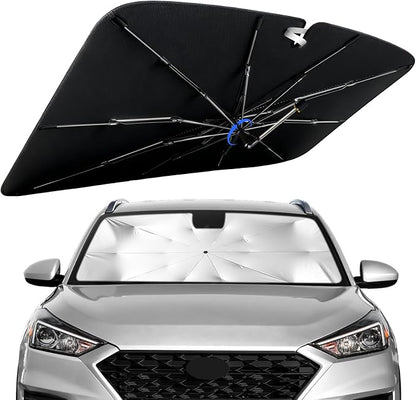 Windshield Sun Shade for Hyundai Tucson 2016-2021 with 360° Rotating Shaft | Custom Fit Umbrella Sunshade for UV Blocking, Interior Heat Protection, Easy Storage, UPF 50+ Cool Windshield Cover by Lonyaqui
