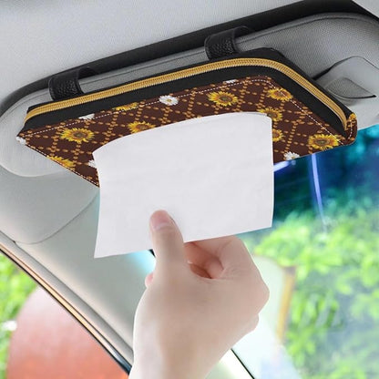 Biyejit 2 Pack Car Tissue Holder, Sunflower Plaid PU Leather Tissue Dispenser - Image 3