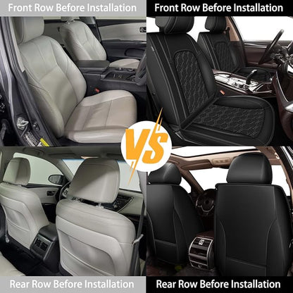 Front Seat Covers for Nissan Maxima 2007-2023 Faux Leather | Waterproof Breathable Scratch Resistant 360° Wrap Airbag Compatible Easy Clean (2 Seats,Black) - Image 7