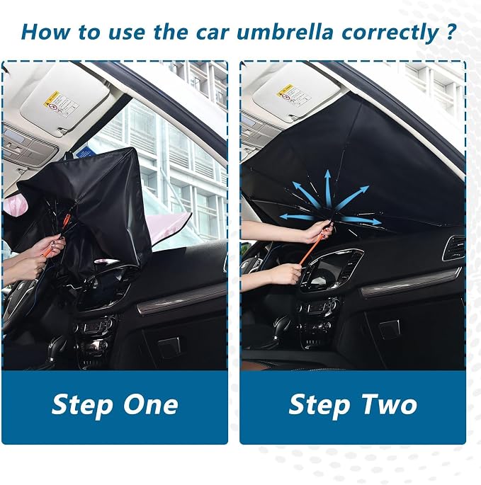 Windshield Sun Shade Umbrella Pink Bows Printed Foldable Car Front Window Sunshade Blocks UV Rays Heat Keep Vehicle Cool 55"x27.5" - Image 6