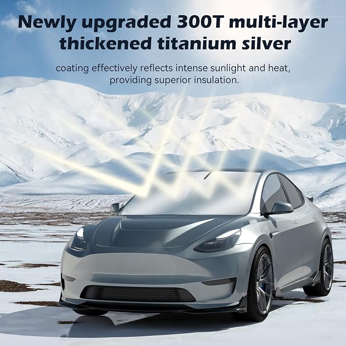 Car Windshield Sun Shade, 300T Thickened Car Window Shades Heat Reflective Interior Cool, Universal Fit for Most Cars SUVs Trucks, Foldable & Portable Design (L (57" × 31")) - Image 5