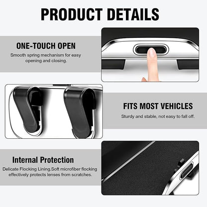 Sunglasses Holder for Car Sun Visor – Soft Vehicle Interior Glasses Organizer Box Accessories,Protective Automotive Eyeglasses Storage Case Hanger,Universal for SUV Sedan Truck (Black texture) - Image 6