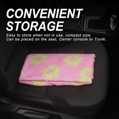 Sweat Towel Car Seat Cover Protector Front Seats for Gym Workout, Running, Swimming, Beach and Hiking, Waterproof Universal Seat Cover for Car, Trucks, Van & SUV (2, Pink Flower, Front) - Image 5