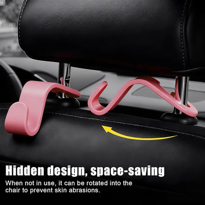 Purse Hook for Car, 4 PCS Car Purse Hook Headrest Hooks, 360° Rotatable Back Seat Storage Organizer, Universal Vehicle Seat Hanger for Purses, Handbags, Grocery Bags, Water Bottles, Pink - Image 5
