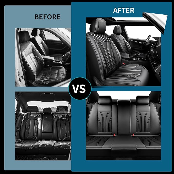 Fit Versa Car Seat Covers Premium Leather for Nissan Versa 2009-2025 2026. Waterproof， Breathable, Scratch-Resistant & All-Weather Seat Cushion Protector（2 Front Seats,All Black - Image 5