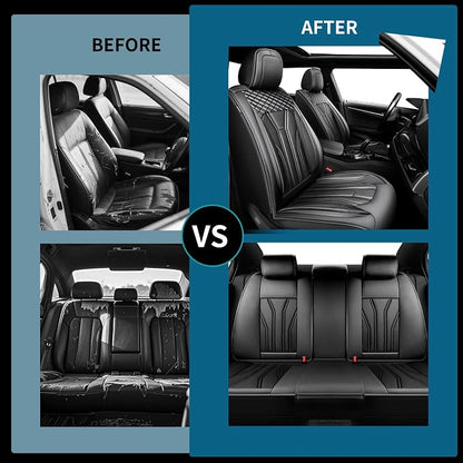 Fit Versa Car Seat Covers Premium Leather for Nissan Versa 2009-2025 2026. Waterproof， Breathable, Scratch-Resistant & All-Weather Seat Cushion Protector（2 Front Seats,All Black - Image 5