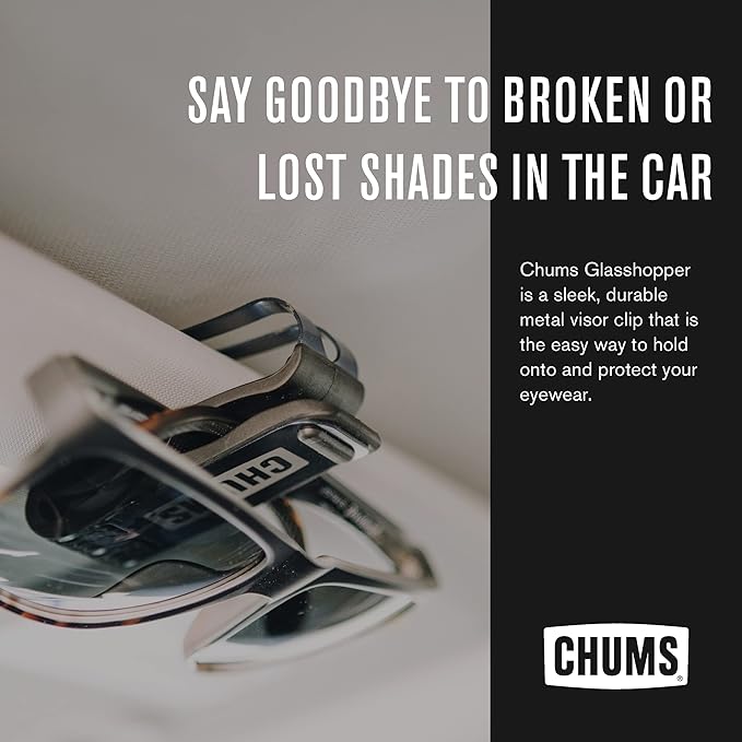 Chums Glasshopper Clip - Metal Sun Visor Glasses Holder for Vehicles - Car, Truck, or SUV Sunglasses Mount Attachment (Silver) - Image 2