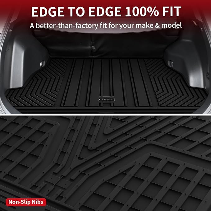 LASFIT Cargo Trunk Mat for Toyota RAV4 2019-2025 (Include Hybrid) | 100% TPE All Weather Rear Trunk Cargo Liner Custom Fit Waterproof RAV 4 Cargo Tray Automotive Accessories, Black - Image 3