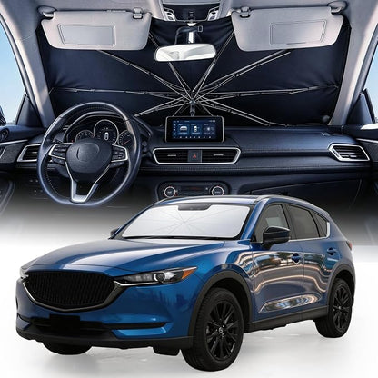 Weektic Custom Windshield Sun Shade Umbrella for Mazda CX-5 2017-2026, [Double Thickened Ice Crystal Coating] Sun & Heat Protection, Keep Vehicle Cool & Protect Interior by Weektic