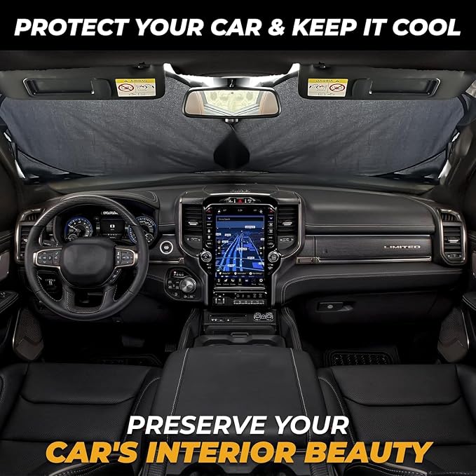 Autovir Truck Windshield Sun Shade Foldable – 280T Sun Visor Front Shield - Image 4