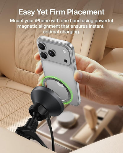 Belkin Qi2 15W Magnetic Wireless Vent Mount, Fast Charging Car Charger | MagSafe Compatible, iPhone 15/16/17, Samsung Galaxy S26, AirPods, iPads, MacBook, Chromebook, Car Phone Charger - Image 3