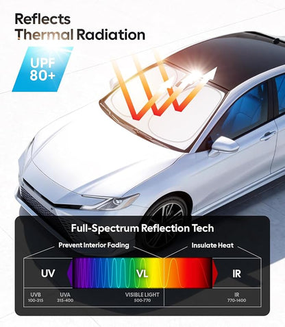 Wigoo for Toyota Camry 2018-2026 Windshield Sunshade, Keeps Interior Cool | OEM Design, Cooling Tech Fabric, Blocks Heat, Foldable, Storage Bag Included, Compatible with Toyota Camry 2018-2026 - Image 3