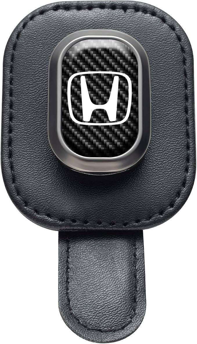 Sunglasses Holder, Leather Glasses Holders Compatible with Honda Series Car Sun Visor, Eyeglasses Hanger and Ticket Card Clip Eyeglasses Mount for Car, for Accessories, Black - Image 5