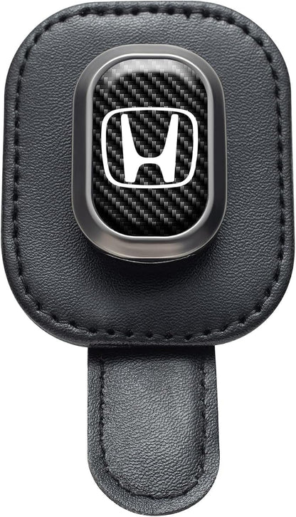Sunglasses Holder, Leather Glasses Holders Compatible with Honda Series Car Sun Visor, Eyeglasses Hanger and Ticket Card Clip Eyeglasses Mount for Car, for Accessories, Black - Image 5