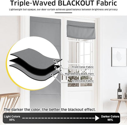 NICETOWN Silver Grey Magetic Blackout Roman Shade, No Drill Door Blinds | Thermal Insulated, Privacy Shades for Bedroom, No Tools Roll Shade, French Front Door Window Cover, 35 x 64 inches Long - Image 4