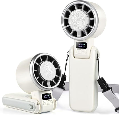 Portable Ice Cooling Handheld Turbo Fan, 100 Speeds, 4000mAh, Speed Display | 15,500 RPM brushless motor, USB-C charging, digital display, foldable desk mode and wearable neck use with included lanyard. by Chudeilo