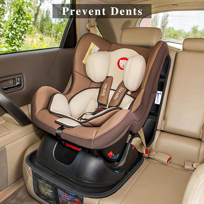 Car Seat Protector, Non-Slip Rubber Padded Backing Seat Protector for Child Seats, Waterproof Thickest Padding Car Seat Protector Under Baby Seat - No Imprint (Black-Ⅰ-2pcs) - Image 2