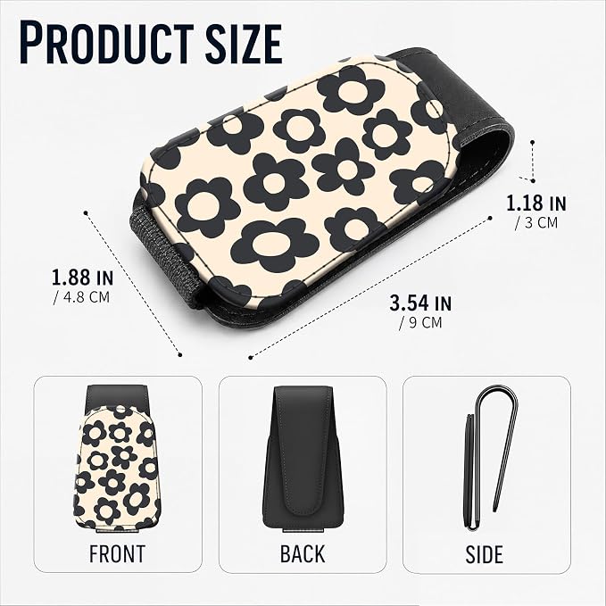 Leather Magnetic Sunglass Holder for Car Sun Visor, Cute Eyeglass Ticket Card Hanger Clip, Universal Auto Interior Accessories for SUV Pickup Truck, Beige Flower - Image 3