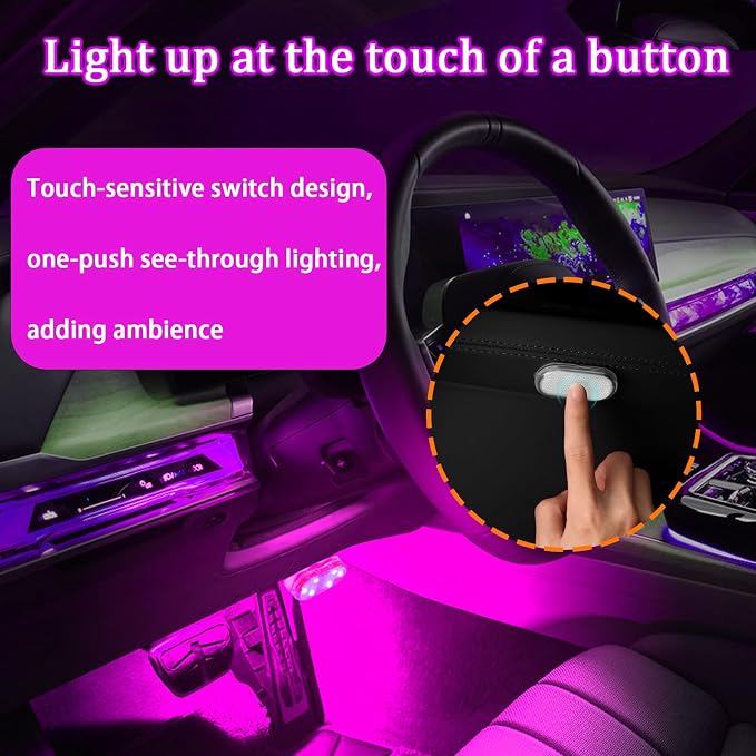 8PCS Car LED Lights for Car Interior,Magnetic USB Wireless LED Lights | 7 Colors,Bright LED Lamp Beads,Portable Touch Rechargeable LED Interior Auto Lights for Car Decor - Image 4
