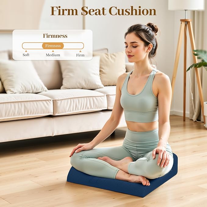 TranquilRelax Memory Foam Seat Cushion for Office Chair, 3-Inch, Blue | Medium-firm Support for Long Sitting, Washable Mesh Cover, Non-slip Base, Perfect for Car Seats & Short Drivers - Image 7