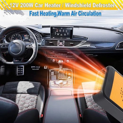 Portable Car Heater & Defroster – 12V 200W Fast Heating and Cooling Fan | Plug in Cigarette Lighter Windshield Defogger,with 360° Rotatable Portable Car Heaters for Vehicle, SUV & RV - Image 4