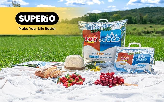Superio Hot and Cold Insulated Bags for Food Delivery, Grocery Shopping Bags, Food Storage for Hot and Frozen Food for Travel, Disposable Cooler Bag, Reinforced Thermal Lunch Bag (72, 15.5"x13") - Image 8