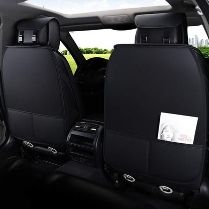 2 Waterproof Leather Front Seat Covers for Car, Black-White | Universal Fit for Honda Mazda Audi Benz Cx5 Renegade Highlander Toyota Corolla 4Runner Nissan Altima Rogue - Image 4