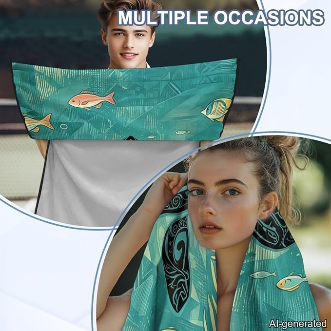 Sea Turtle Print Car Seat Cover Towels Front Seats Boho Style Front Seat Covers for Trucks, SUVs, Sedans Absorbent Microfiber Towels for Gym Workout, Running, Swimming, etc - Image 5