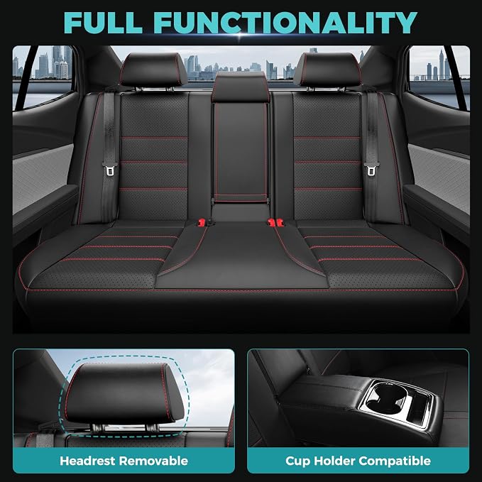 Custom Fit Seat Covers for Toyota Camry 2025 2026 Hybrid, BlackRed | Only Fit for Camry XLE/XSE 2025-2026 , Full Coverage, Faux Leather, Protective, Scratch-resistant, Easy-clean - Image 5