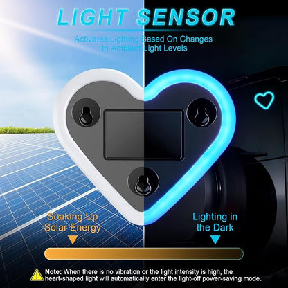 iFunyLED Heart-Shaped Solar Powered Car LED Interior Ambient Light, Wireless Lamp with 5 Lighting Modes, Dual Charging & Dual Sensor Design, Cute Car Accessories Gift for Women, Pack of 2 (Ice Blue) - Image 3