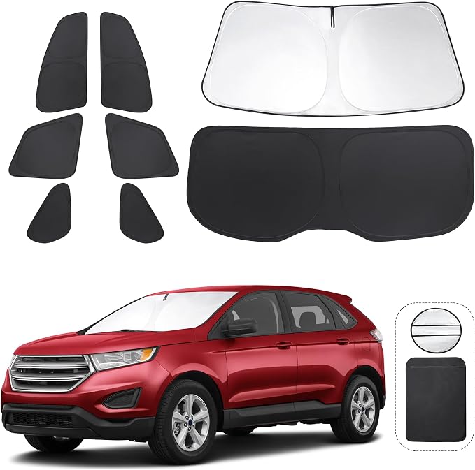 TINGLU Window Shades 8PCSfor Ford Edge 2015-2024 Accessories Car Side Full Windows Rear Triangular Windshield Sun Shade Sun UV Rays & Privacy Protection for Camping,Napping,and Relaxing by TINGLU
