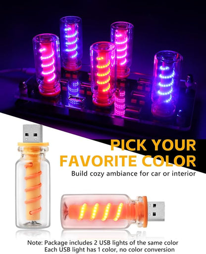 2PCS [Retro Playful Style] USB Lights for Car, Touch Adjustment Lights, Plug in USB Car Interior Ambient Light, Mini Spiral LED USB Night Light for Camping, Christmas Decoration, Party (Red) - Image 7