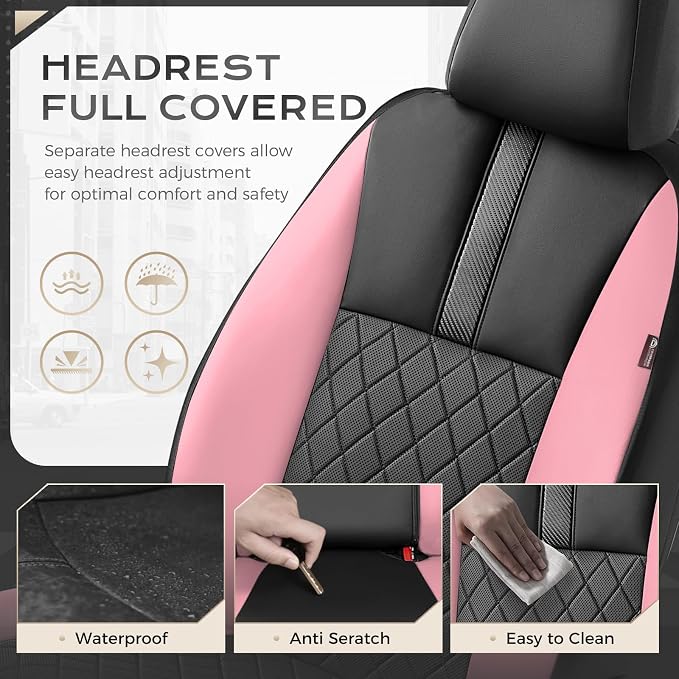 Coverado Car Seat Covers Full Set, Automotive Front and Rear Seat Covers with Backrest, Nappa Leather Car Seat Protectors Waterproof, Universal for Most Vehicles - Image 5