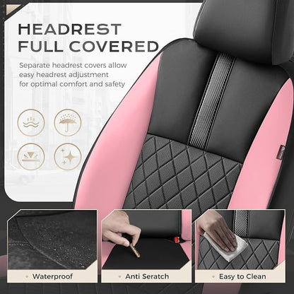 Coverado Car Seat Covers Full Set, Automotive Front and Rear Seat Covers with Backrest, Nappa Leather Car Seat Protectors Waterproof, Universal for Most Vehicles - Image 5