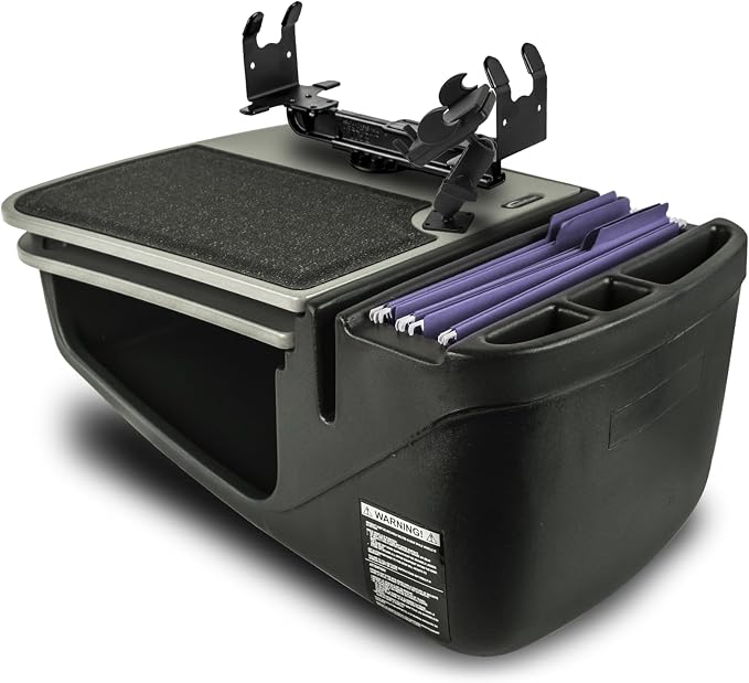 AutoExec AE-GMCD-PI-PM-PS-GT GripMaster Car Desk for Your Vehicle Workstation and Mobile Office, Grey with 400 watt Power Inverter, Phone Mount and Printer Stand | 400 Watt Power Inverter, Phone Mount, Printer Stand, Vehicle Workstation and Mobile Office by AutoExec