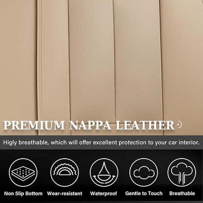 Coverado Backseat Cover for Dogs, Car Seat Protector for Back Seat, Car Seat Covers Beige, Car Seat Cushion Nappa Leather, 3-Pieces Waterproof Seat Covers Carseat Cover Universal Fit for Most Cars - Image 2