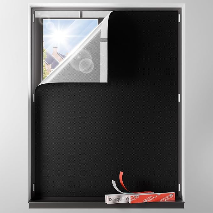Sumobaby Blackout Curtains Portable 65”x63” No Drill Black Out Window Cover | 100% Blackout Shades with Heat-Resistant Hook&Loop Tapes,Thermal Insulated Window Blinds for Home,Nursery(1 Panel,Black) by Sumobaby