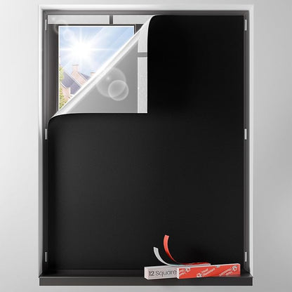 Sumobaby Blackout Curtains for Bedroom Portable 70"x70",No Drill Blackout Shades with Upgraded Hook&Loop Tapes,100% Black Out Window Cover,Thermal Insulated Blinds for Bedroom,Nursery(1 Panel,Black) by Sumobaby