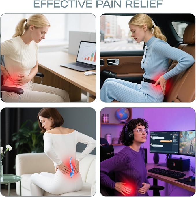 Skechers Lumbar Pillow Premium Memory Foam, Double-Layer-Office Chair Cushion for Tailbone Pain Relief,Butt Pillow for Office Chair,Car seat Cushion,Long Sitting Office Workers,and Car Drivers,Grey - Image 9
