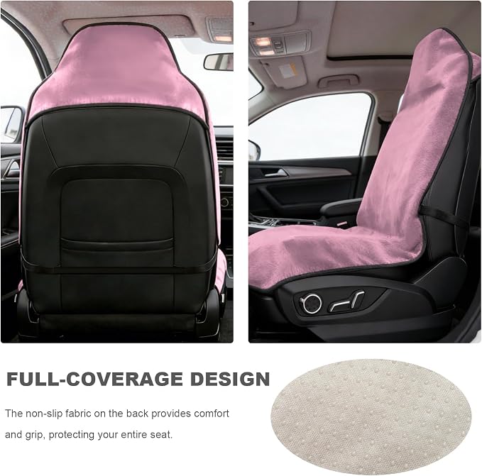 Car Towel Seat Cover, Waterproof Non-Slip Bucket Seat Protector for Running Swimming Hiking, Universal Machine Washable Front Seats Towel Protective Cover for Car SUV Truck (Pink) - Image 4