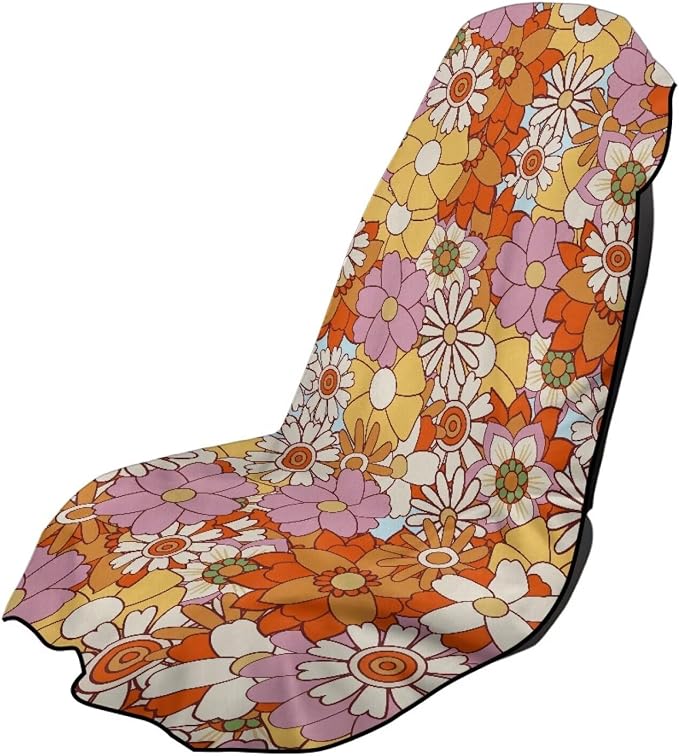 SEANATIVE Hippie Flowers Sweat Towel Car Seat Cover for Gym Running Athletes Fitness Workout, Auto Seat Pet Protector, Sports Towel Seat Covers for Cars by SEANATIVE